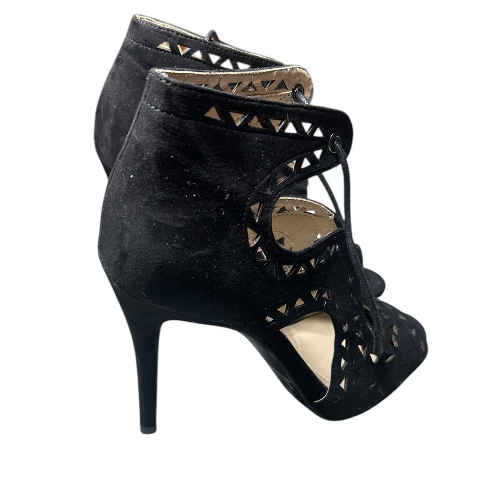 Women's Black Lace Up Heel Size 8 Summer Vacation Feminine Goth Whimsygoth Vamp - Picture 5 of 10